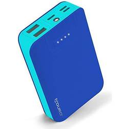 Aduro Portable Charger Power Bank 10,000mAh External Battery Pack Phone Charger for Cell Phones with Dual USB Ports for iPhone, iPad, Samsung Galaxy, Android, and USB Devices (Blue/Light Blue)