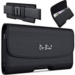 De-Bin Holster for iPhone 13 Pro Max, 12 Pro Max, 11 Pro Max, Xs Max, Military Grade Nylon Cell Phone Case with Belt Clip Loops Pouch Holder (Fits Large iPhone with Otterbox Commuter/Defender Case)