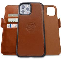 Dreem Fibonacci 2-in-1 Wallet-Case for Apple iPhone 13 Pro Max Luxury Vegan Leather, Magnetic Detachable Shockproof Phone Case, RFID Card Protection, Magsafe Compatible Caramel
