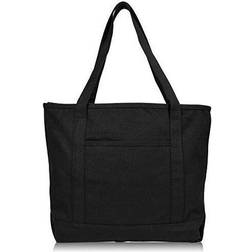 Dalix 20" Solid Color Soft Tote Bag - Black