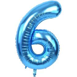 40 Inch Blue Large Numbers Balloon 0-9(Zero-Nine) Birthday Party Decorations,Foil Mylar Big Number Balloon Digital 6 for Birthday Party,Wedding, Bridal Shower Engagement Photo Shoot, Anniversary