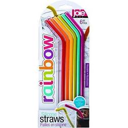 HIC Joie Silicone Straws with Cleaning Brush Set of 6 Assorted Colors