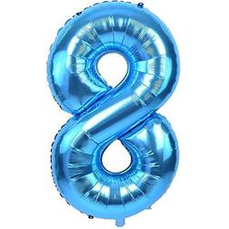 40 Inch Blue Large Numbers Balloon 0-9(Zero-Nine) Birthday Party Decorations,Foil Mylar Big Number Balloon Digital 8 for Birthday Party Bridal Shower Engagement Photo Shoot, Anniversary