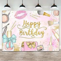 Ticuenicoa 7×5ft Makeup Birthday Backdrop Girls Makeup Spa Glamour Cosmetics Theme Birthday Party Banner Decorations Pink Beauty Make Up Women Girls Birthday Photography Background