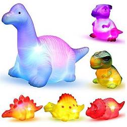 6 Packs Light-Up Floating Dinosaur Bath Toys Set, for Baby Toddler Nephew in Birthday Christmas Easter Great Water Bathtub Shower Pool Bath Toy for Children Preschool