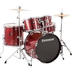 Ludwig Backbeat Complete 5-Piece Drum Set With Hardware And Cymbals Wine Red Sparkle