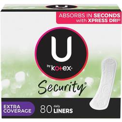U by Kotex Security Lightdays Panty Liners Light Absorbency Extra Coverage Unscented 80 Count
