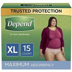 Depend Fit-Flex Adult Incontinence Underwear for Women Maximum Absorbency Extra-Large Light Pink Count