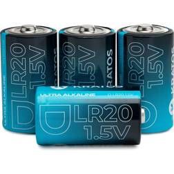 Kratos Power High-Performance Ultra Alkaline D Cell Batteries (4-Pack)