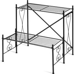 Costway 2-Tier Metal Plant Stand Garden Shelf Plant Rack