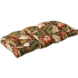 Pillow Perfect Wicker Bench/Loveseat/Swing Floral Chair Cushions Brown, White, Green, Red