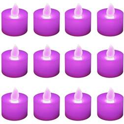 LumaBase 12ct Battery Operated Tea Lights Purple LED Candle