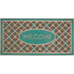 Mohawk Home Retro Tiles Entry Blue, Turquoise 24x48"