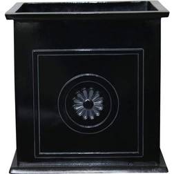 Southern Patio Colony Large Black Resin Composite Square Planter