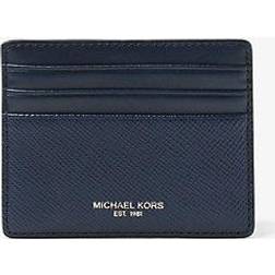 Michael Kors Harrison Crossgrain Leather Tall Card Case - Blue ONE