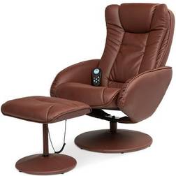 Best Choice Products Faux Leather Electric Massage Recliner Chair w/ Stool Ottoman Remote Control 5 Modes Brown