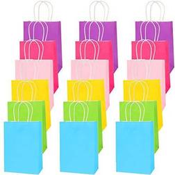 LovesTown Colorful Gift Bags, 18 PCS Colored Paper Bags Rainbow Party Favor Bags Kraft Candy Bags with Handle for Birthday Wedding and Party Celebrations