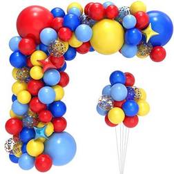 None JOYYPOP Carnival Circus Balloon Garland Kit 103pcs Red Blue Yellow Balloons and Confetti Balloon for Paw Birthday Carnival Circus Party Decorations