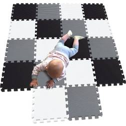 MQIAOHAM playmat Foam Play Tiles Interlocking Play mat Baby Play mats for Kids Floor mats for Children Foam playmats Jigsaw mat Baby Puzzle mat 18 Pieces Children Rug Crawl White Black Grey 101104112