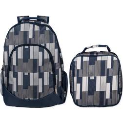 Reinforced Water Resistant School Backpack and Insulated Lunch Bag Set (1, Grey Pixel Stripe)