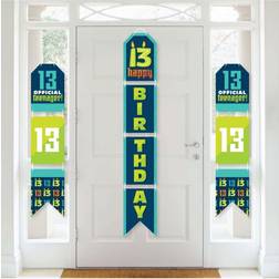 Boy 13th Birthday Hanging Vertical Paper Door Banners Official Teenager Birthday Party Wall Decoration Kit Indoor Door Decor