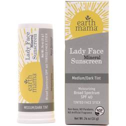 Earth Mama Lady Face Tinted Stick Mineral Sunscreen Medium/ Dark Tint
