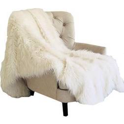 Mongolian Fur Off Collection Luxury Blankets White