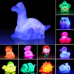 None Jomyfant Baby Bath Toys,12 Packs Light Up Floating Rubber Toys Flashing Color Changing Light in Water Bathtub Shower Games Toys for Baby Kids Toddler Child