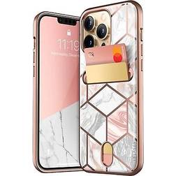 i-Blason Marble Pink Wallet Case for iPhone 13 Pro Max (iPhone2021-6.7-CosCard-Marble) Marble Pink