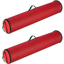 2 Pack Red 40 Inch Christmas Wrapping Paper Storage Bag Tube Handle Zipper