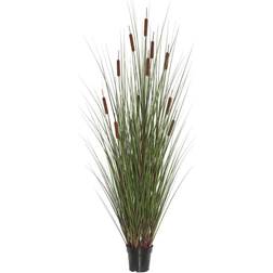 Vickerman Grass with 6 Cattails Potted 36"