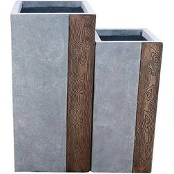 Kante Set of 2 Lightweight Square Concrete Timber Ridge Gray