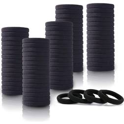 100PCS Black Hair Ties for Women Seamless Thick Black Hair Band Elastic