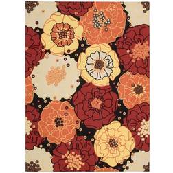 Nourison Home and Garden Chrysanthemum Black, Multicolor 93x130"