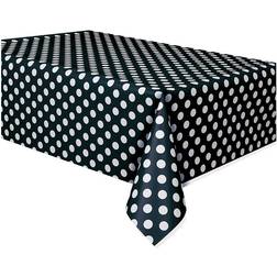 Unique Party Polka Dot Plastic Tablecloth, 108" x 54" Black