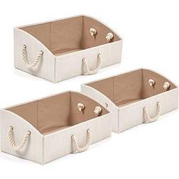 EZOWare Set of 3 Large Storage Bins Foldable Trapezoid Organizer Boxes Rope