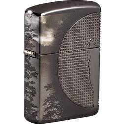 Zippo Armor Wolf Design Black Ice Pocket Lighter, One