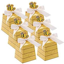 Hasken 50 Pack Bee Party Favor Boxes Treat Boxes Paper Beehive Gift Box for Birthday Party Supplies