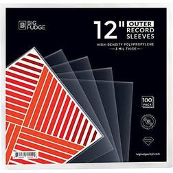 Big Fudge Record Outer Sleeves 12” Durable Wrinkle-Free Crystal Clear Storage 100 Pack (Vinyl)