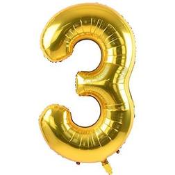 40 Inch Gold Large Numbers Balloons0-9,Number 3 Digit Helium Balloons,Foil Mylar Big Number Balloons for Birthday Party Supplies Decorations