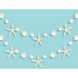 Decor365 Paper White Finger Starfish and Seashell Garland Kit for Ocean/Coastal/Nautical Party Decoration Starfish Cutouts Hanging Bunting Banner for Under the Sea/Mermaid Birthday/Beach Wedding/Baby
