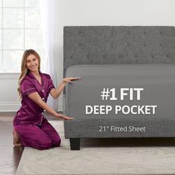 Deep Pocket Queen Fitted 17? Bed Sheet Gray