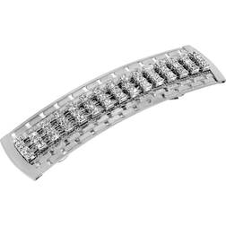 Silver-Tone Large Crystal Hair Barrette - White