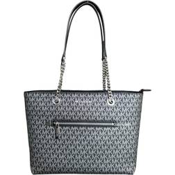 Michael Kors Jet Set Metallic Logo Chain Tote Bag - Black/Silver