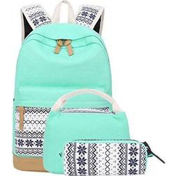 Lightweight Canvas Backpack Bookbags Set