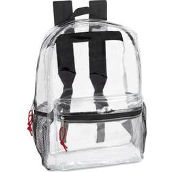 Trailmaker Unisex Clear Backpack with Reinforced Straps & Front Accessory Pocket for School Security Sporting Events Black