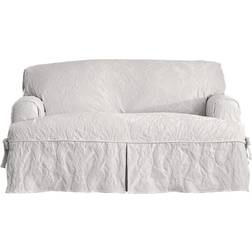 Sure Fit Matelasse Damask T-Loveseat Cushion Cover White