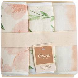 Crane Baby Burpcloths Pink Tan & Green Floral Burp Cloth Set