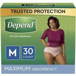 Depend Fit-Flex Incontinence Underwear for Women Maximum Absorbency M Light Pink 30ct