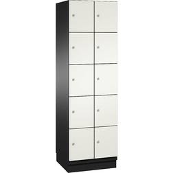 C P CAMBIO compartment locker with sheet steel doors, 10 compartments, width 600 mm, body black grey door pure white